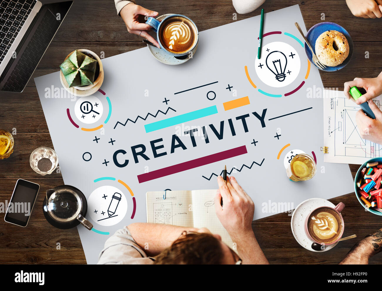 Idées de créativité Invention Design Concept Graphique Banque D'Images