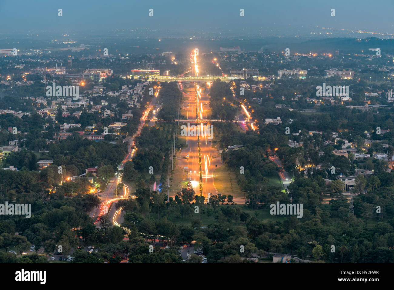 Vue aérienne de la ville la capitale Islamabad du Pakistan. Banque D'Images