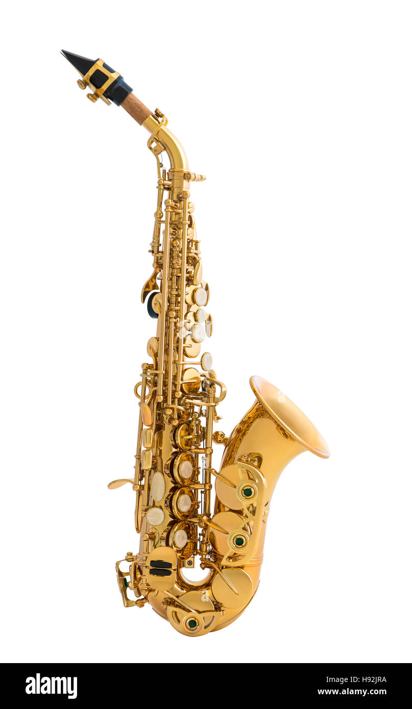 Saxophone d'or. Instrument à vent Musique classique isolé sur fond blanc  Photo Stock - Alamy