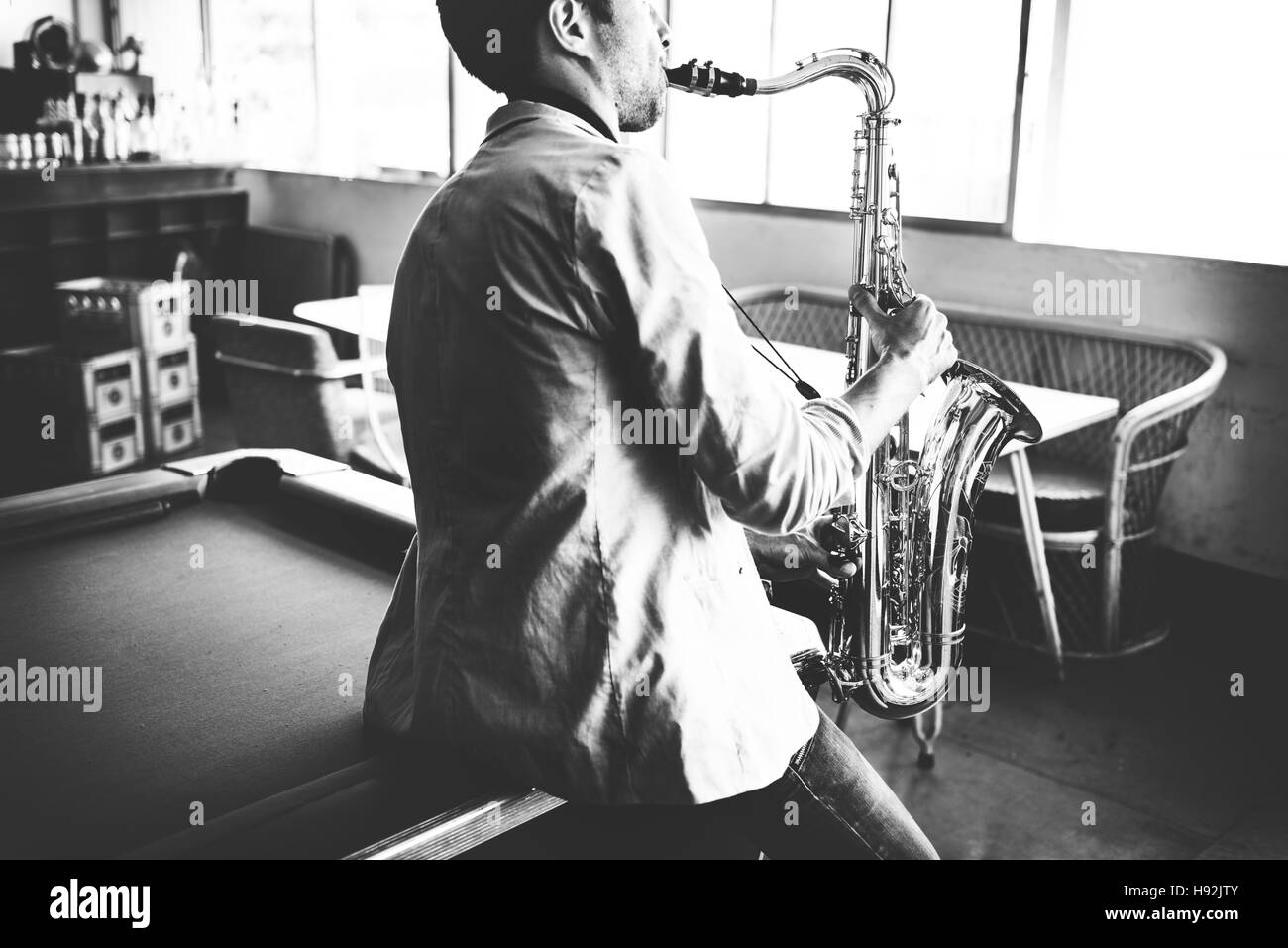 L'Artiste jazz saxophone musicien Passion Concept Banque D'Images