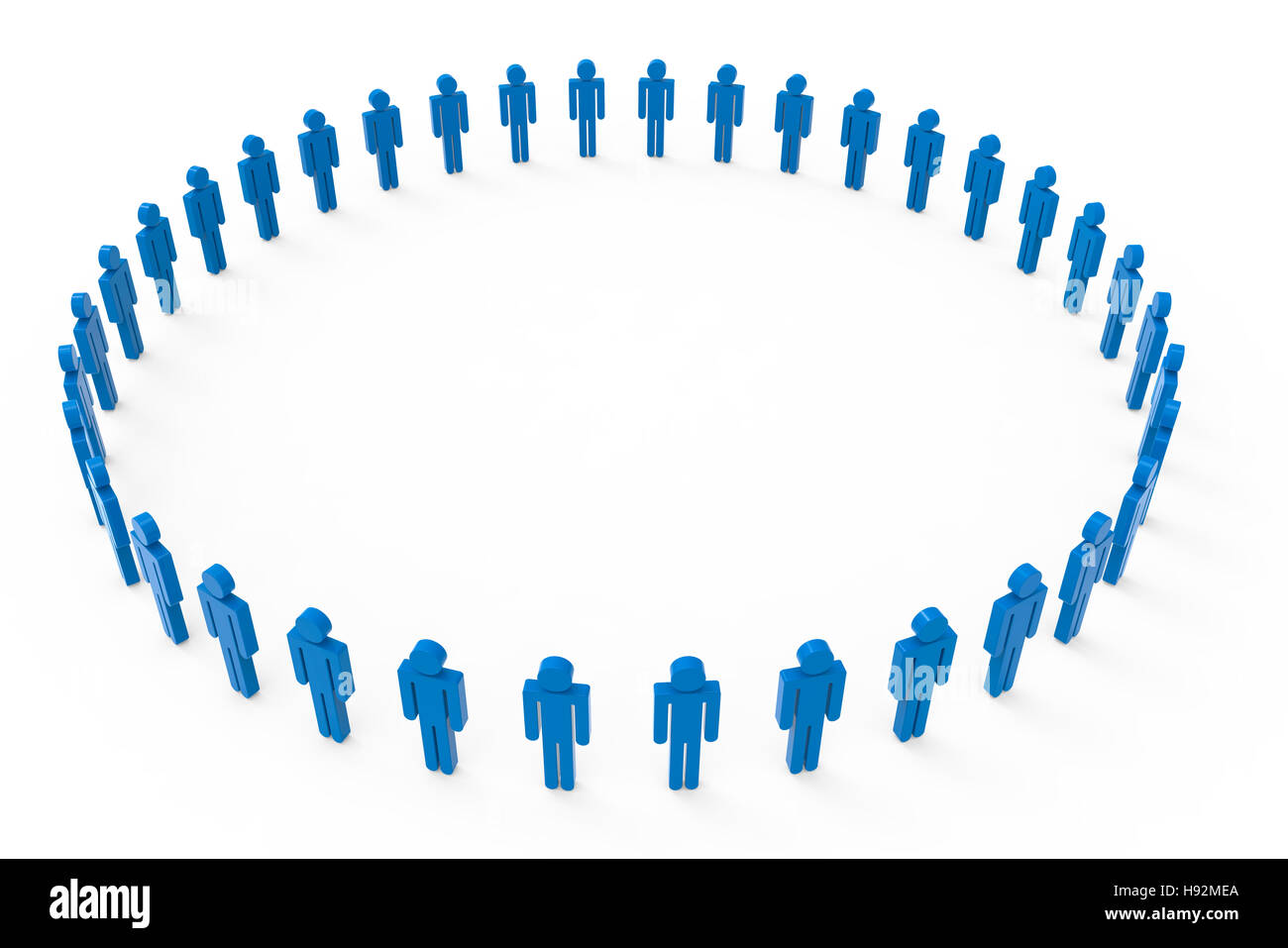 Grand cercle des hommes bleus, des images 3d illustration fond blanc Banque D'Images