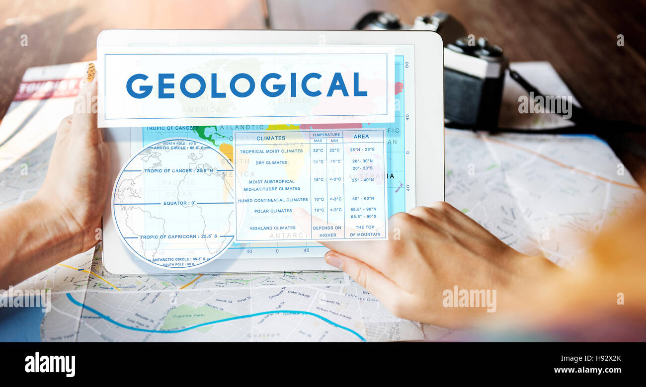 Continents coordonne la cartographie géologique Exploration Concept Banque D'Images