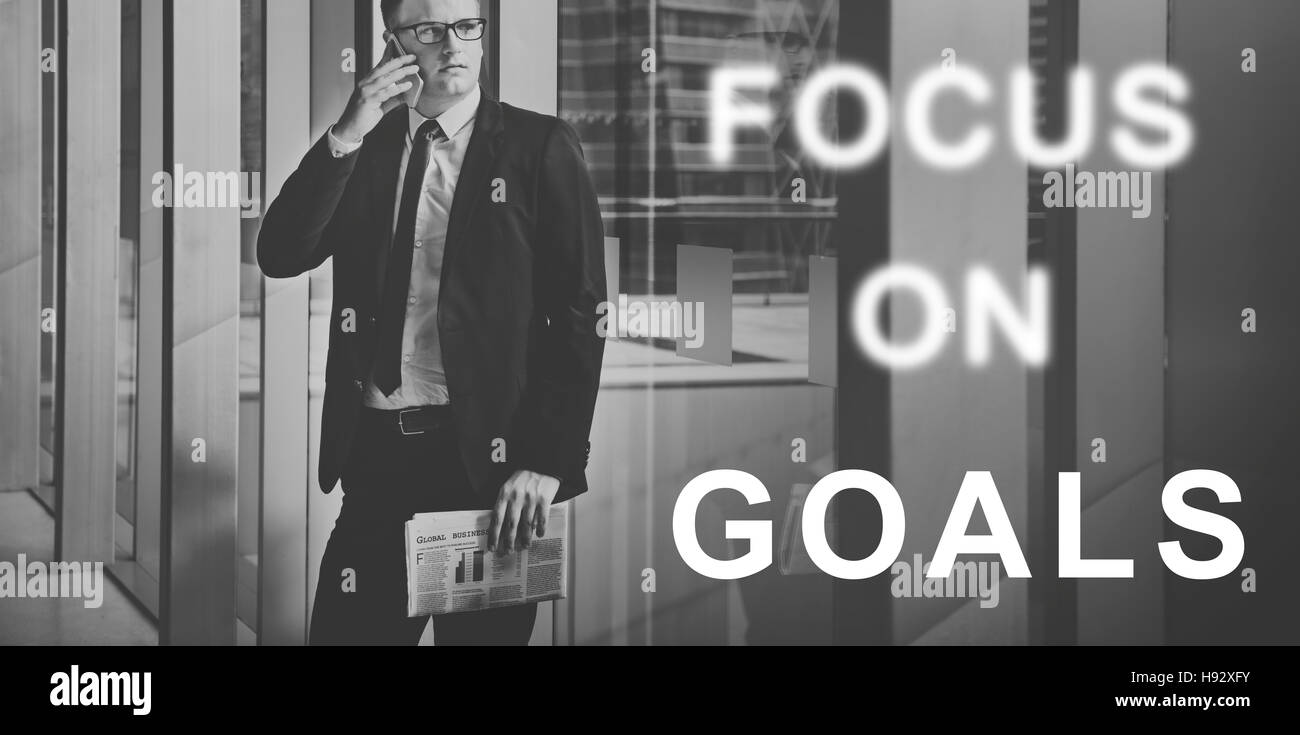Se concentrer sur les objectifs Concept graphique Texte Banque D'Images