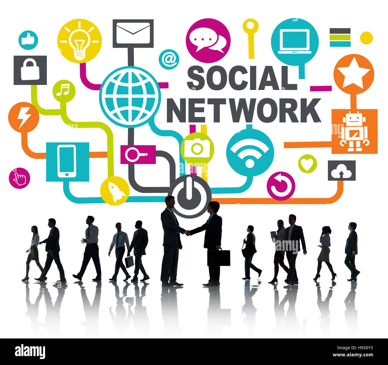 Poignée de gens d'affaires du réseau social Communication Accueil Concept Banque D'Images