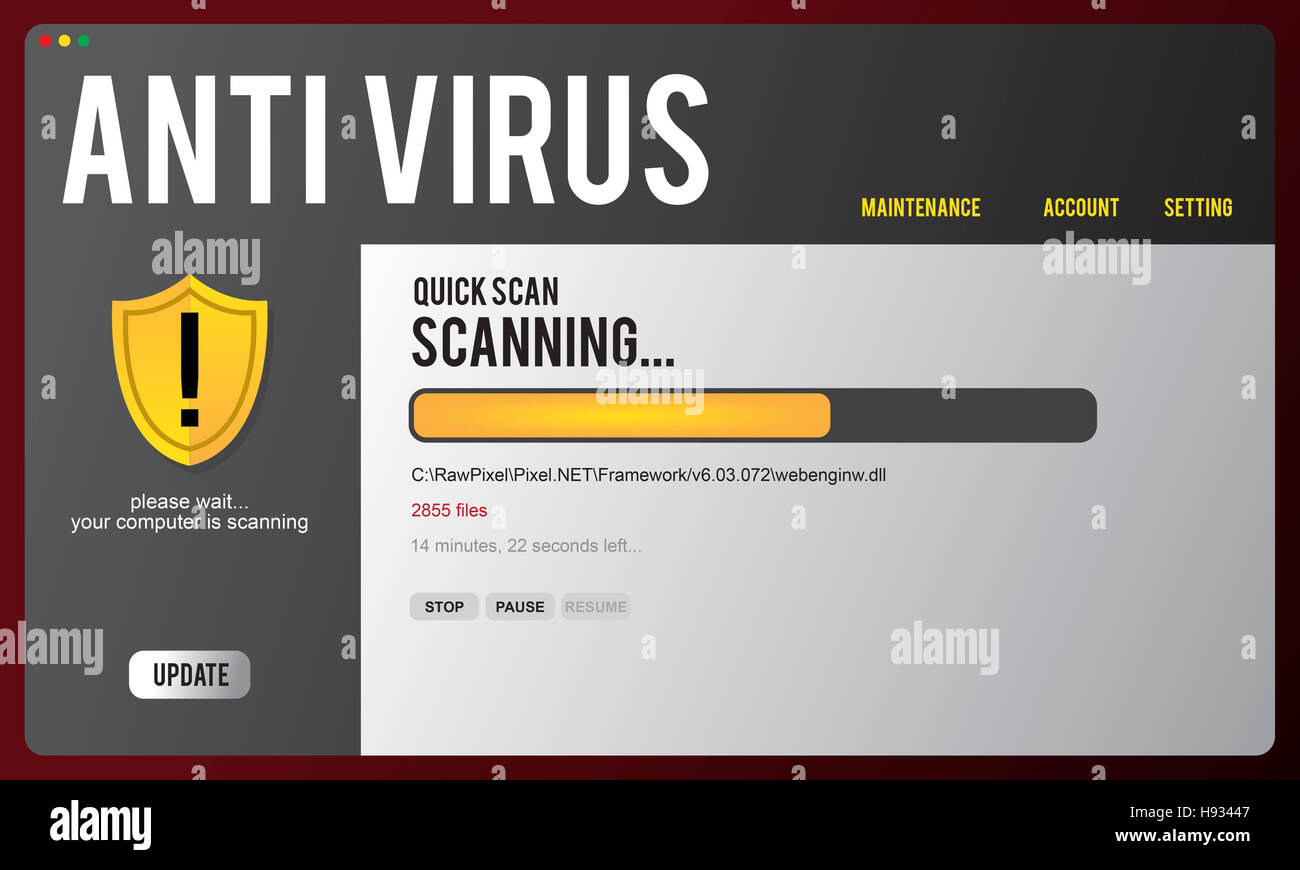 Alerte antivirus Firewall Protection Concept Sécurité Hacker Banque D'Images
