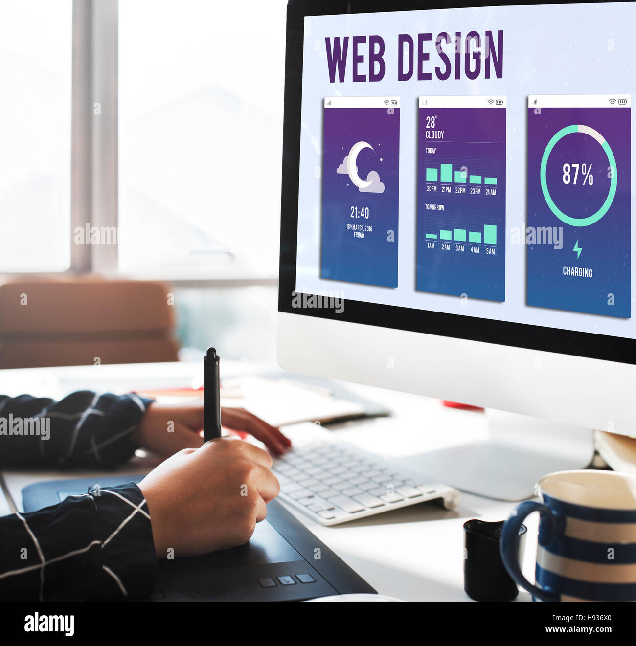 Web Design d'interface Mobile Concept Mise en page Banque D'Images