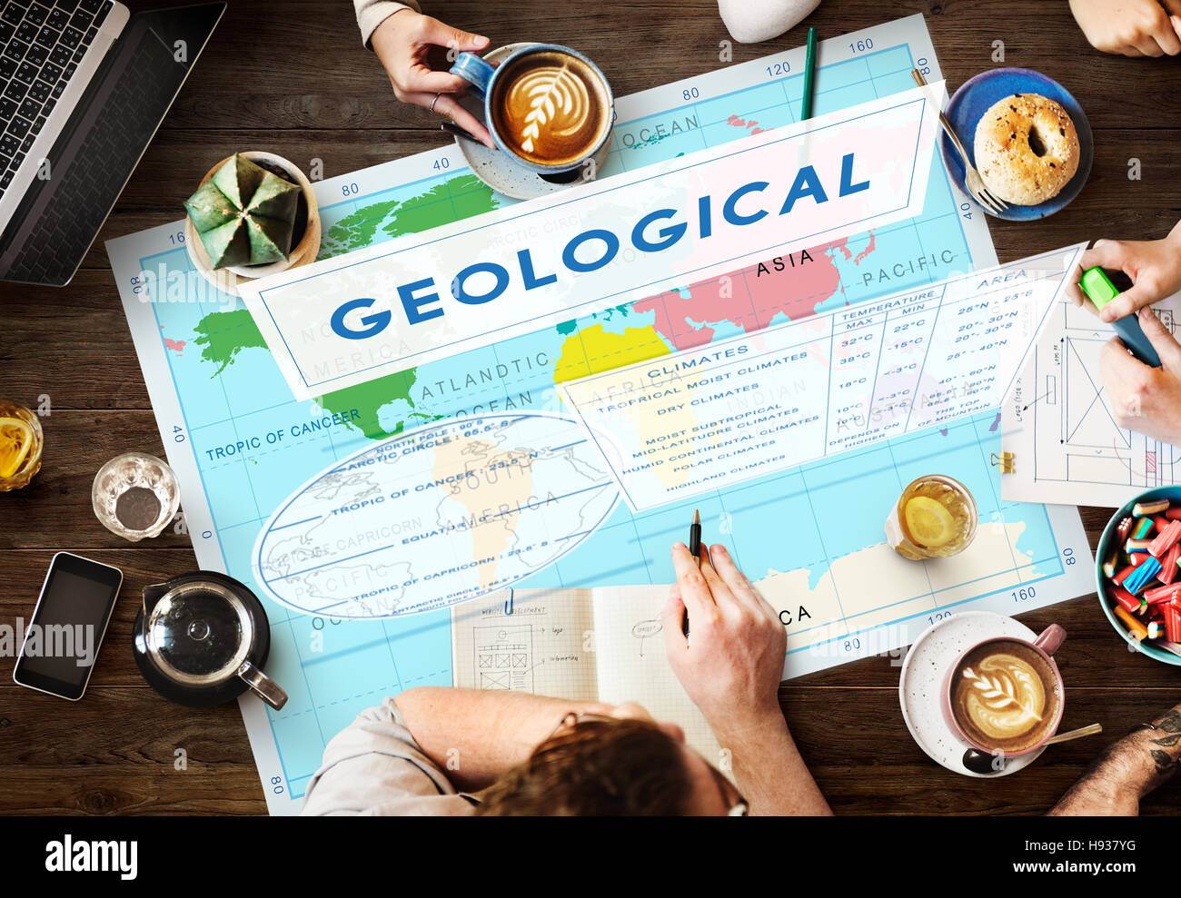 Continents coordonne la cartographie géologique Exploration Concept Banque D'Images