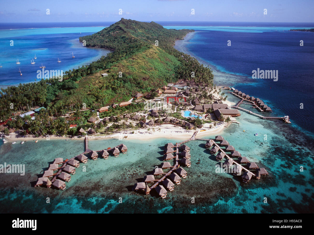 Bora Bora Lagoon Resort, Polynésie Française Banque D'Images