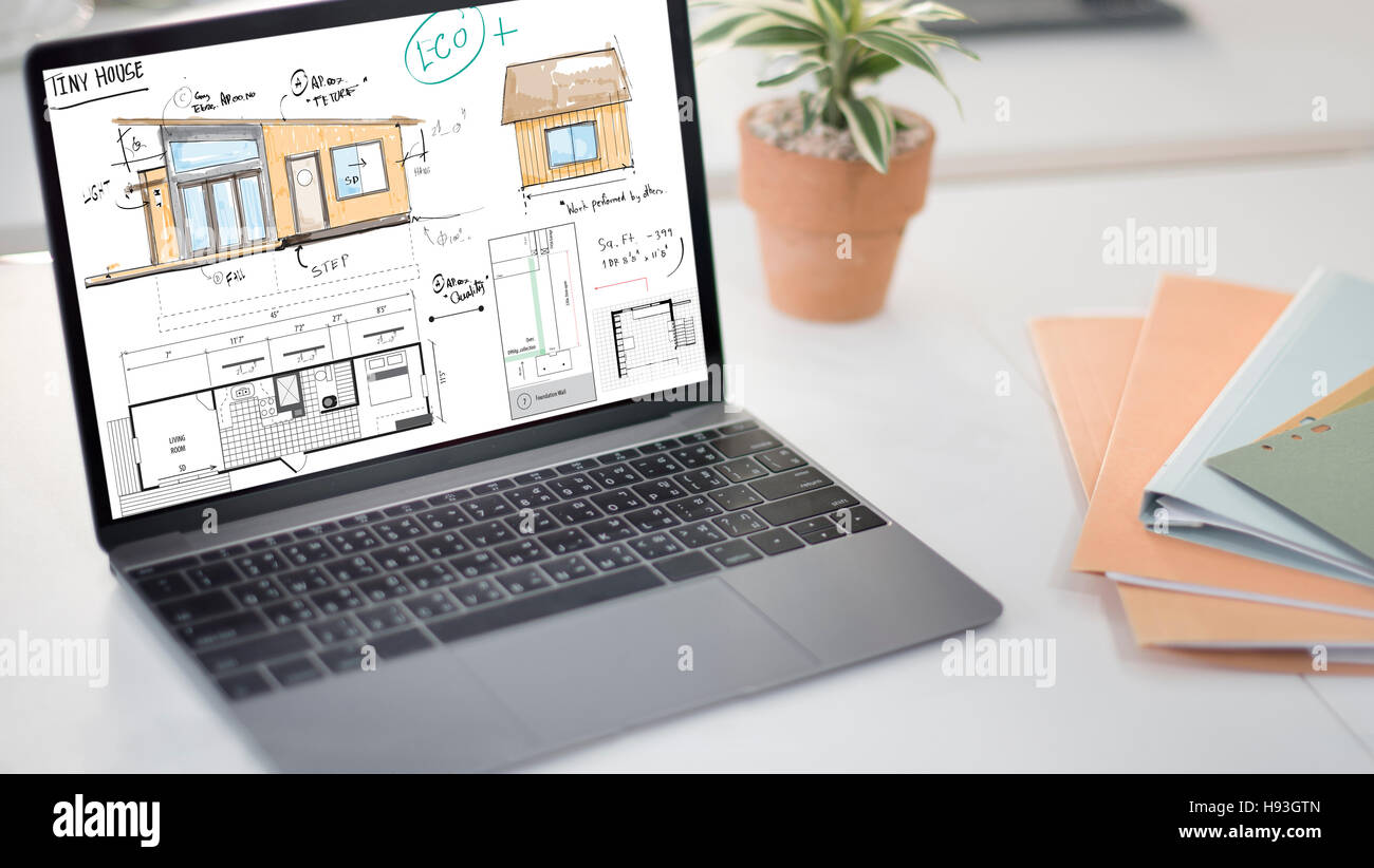 Aménagement intérieur Aménagement maison Concept Sketch Blueprint Banque D'Images