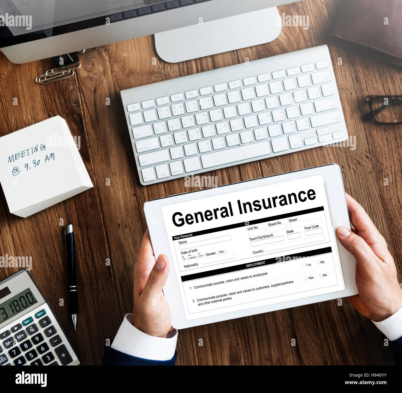 Renseignements sur l'Assurance Générale Concept Document Banque D'Images