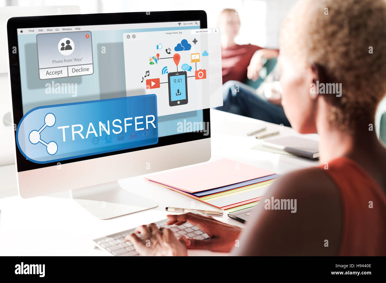 Le transfert de technologie de streaming en ligne Concept de la technologie sans fil Banque D'Images