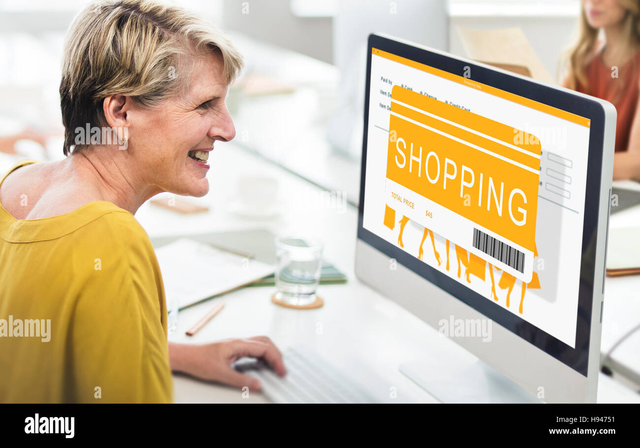 Achats en ligne Vente Shopper Shopping Concept Banque D'Images