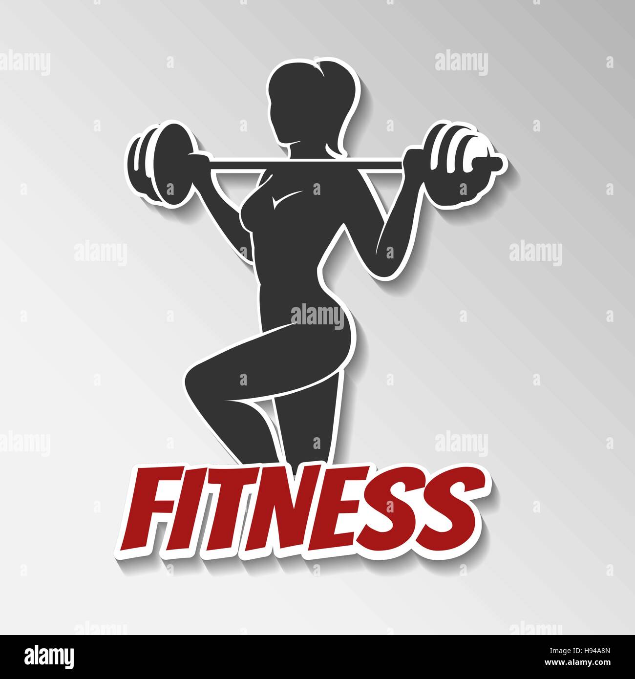 Sport ou Fitness club modèle emblème. Athletic Woman Silhouette de poids. Vector illustration Illustration de Vecteur