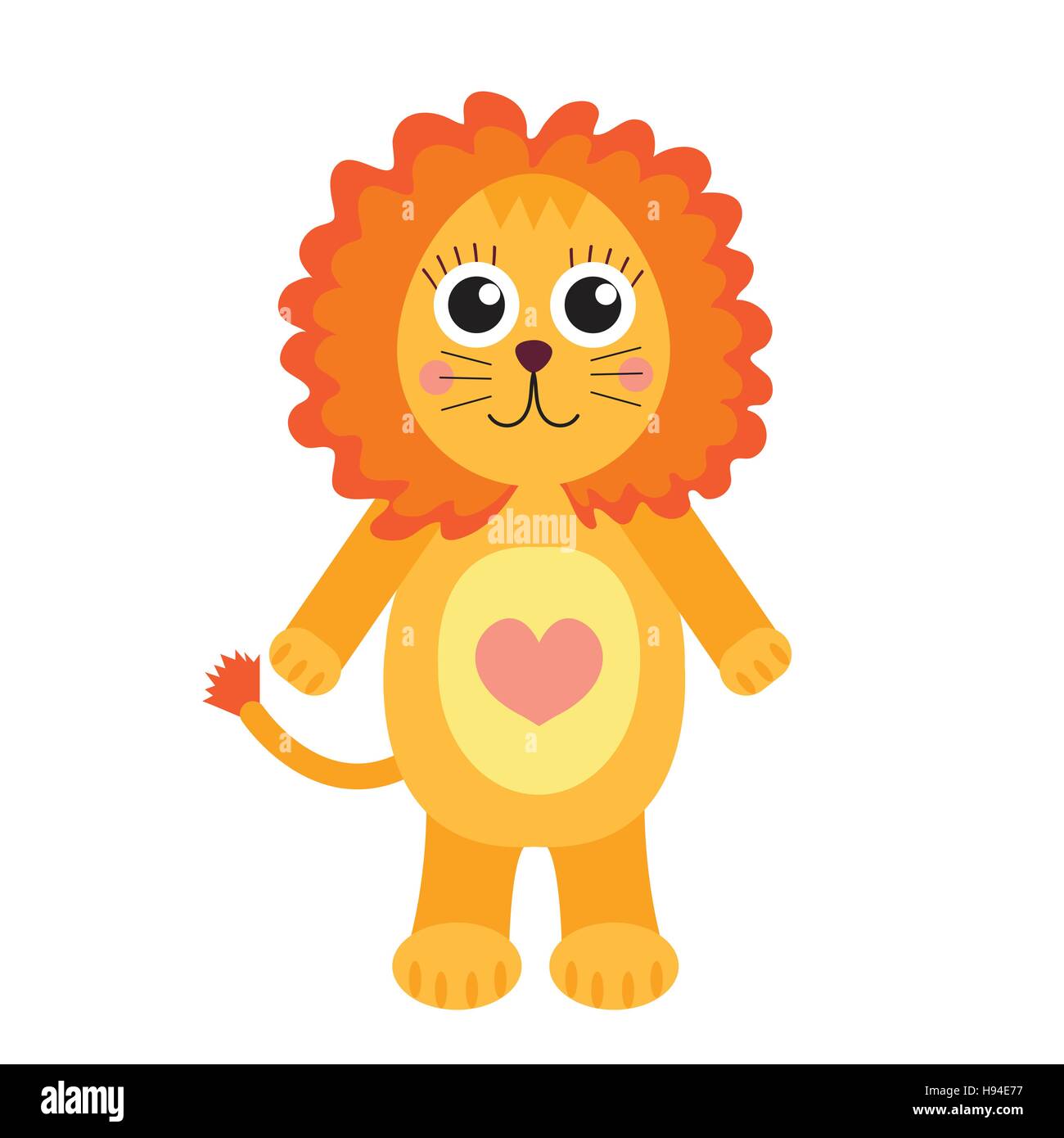 Cute cartoon character lion. S enfants toy lion sur un fond blanc, isolé. Vector illustration Illustration de Vecteur