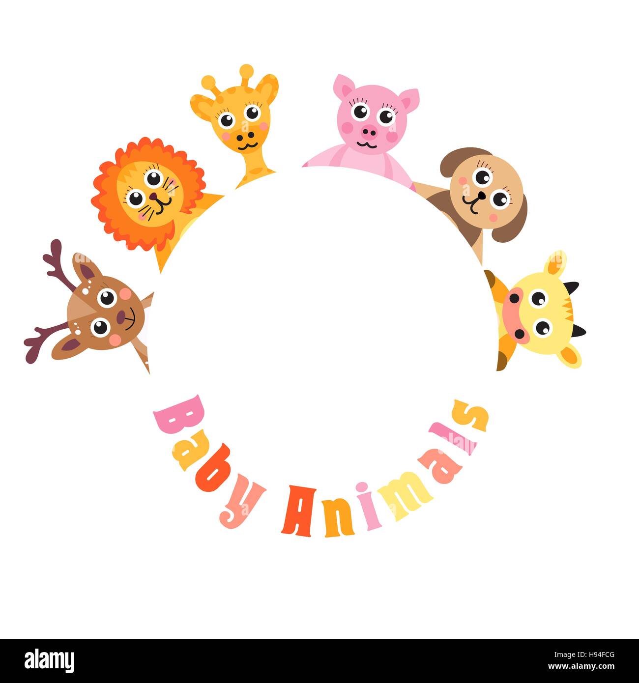 Texte pour des animaux, l'espace vierge pour le texte de bébés animaux, invitation, vector illustration Illustration de Vecteur
