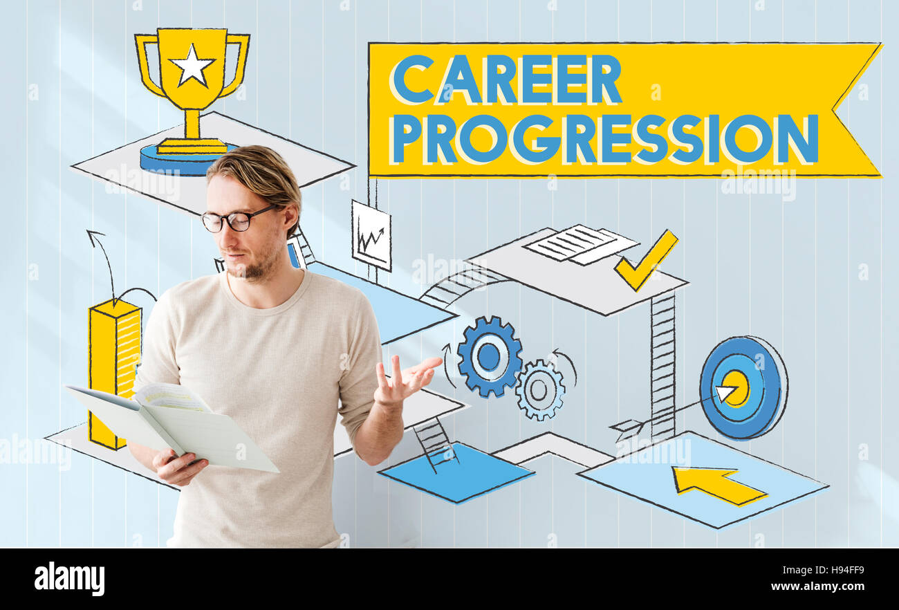 La progression de carrière Promotion Réalisation Concept Réussite Banque D'Images