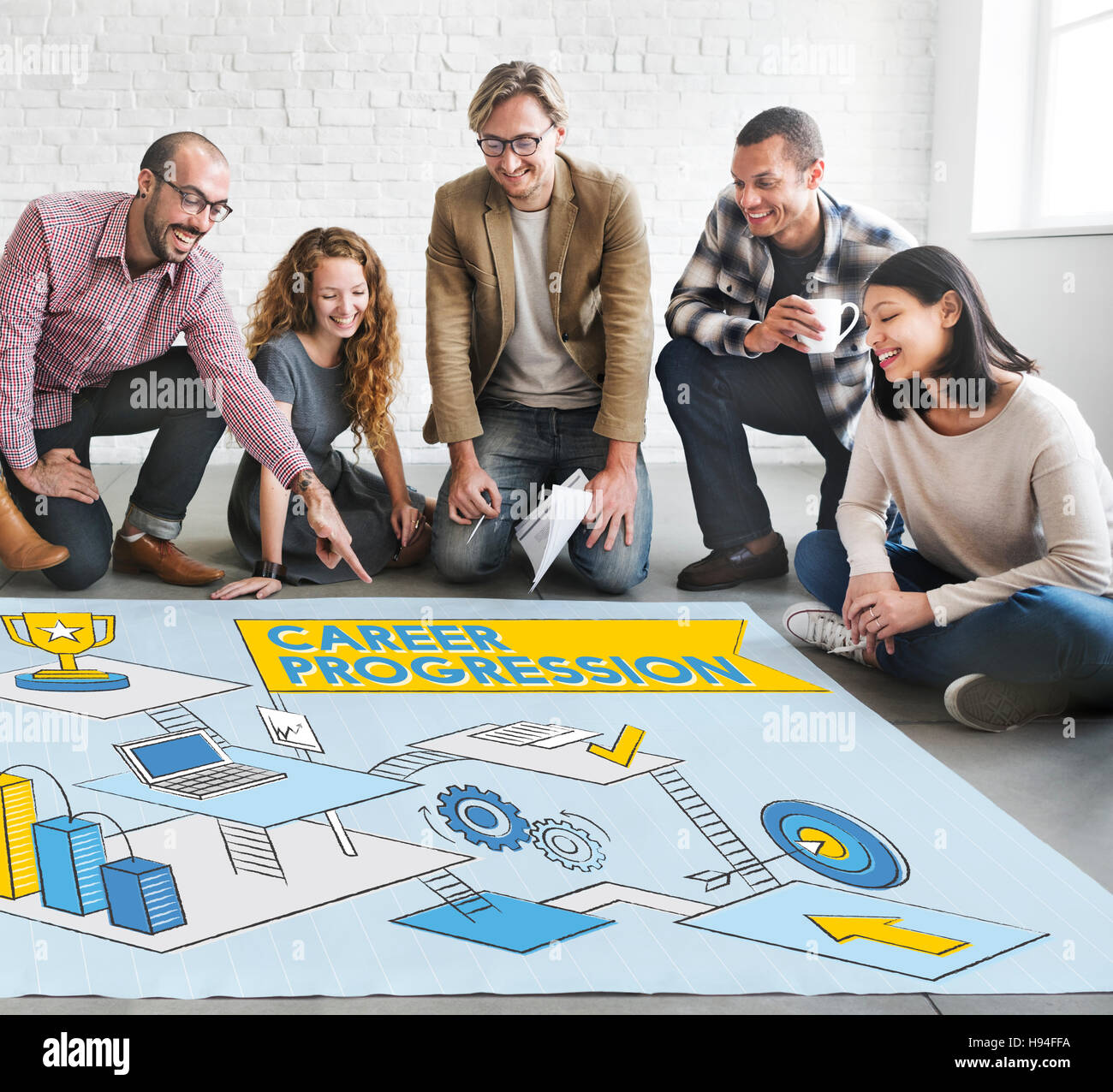 La progression de carrière Promotion Réalisation Concept Réussite Banque D'Images