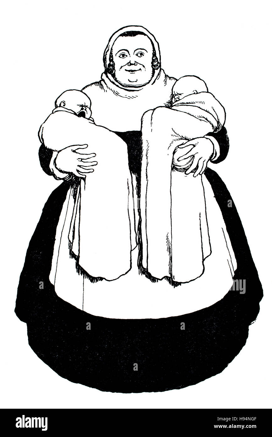 Deux très beaux garçons sont nés à la comtesse, Children's Book Illustration par William Heath Robinson, à partir de 1934, le livre de gobelins Blackbird Banque D'Images