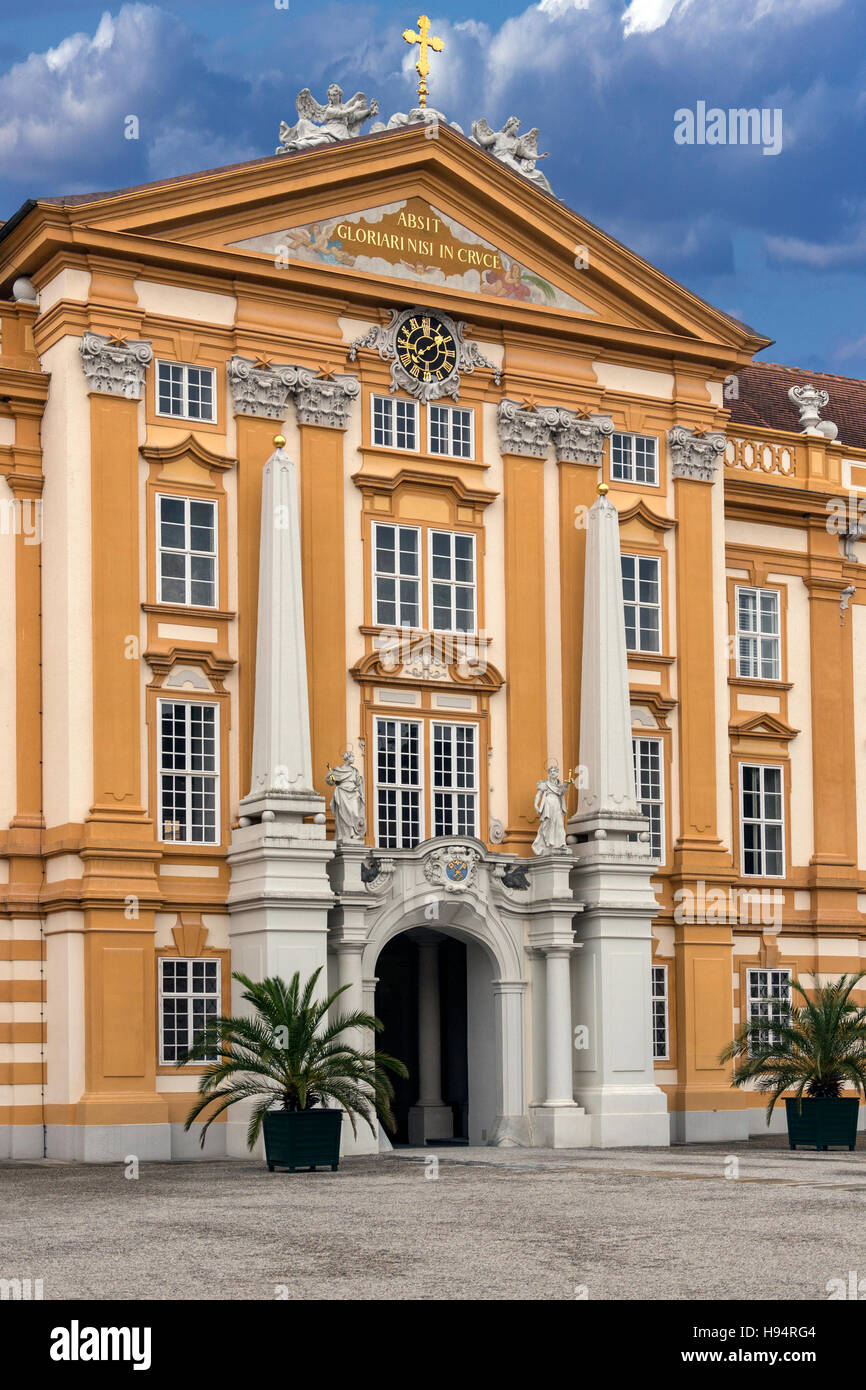La salle de marbre à l'intérieur de l'Abbaye de Melk - Baroque un monastère bénédictin de Melk, Autriche Banque D'Images