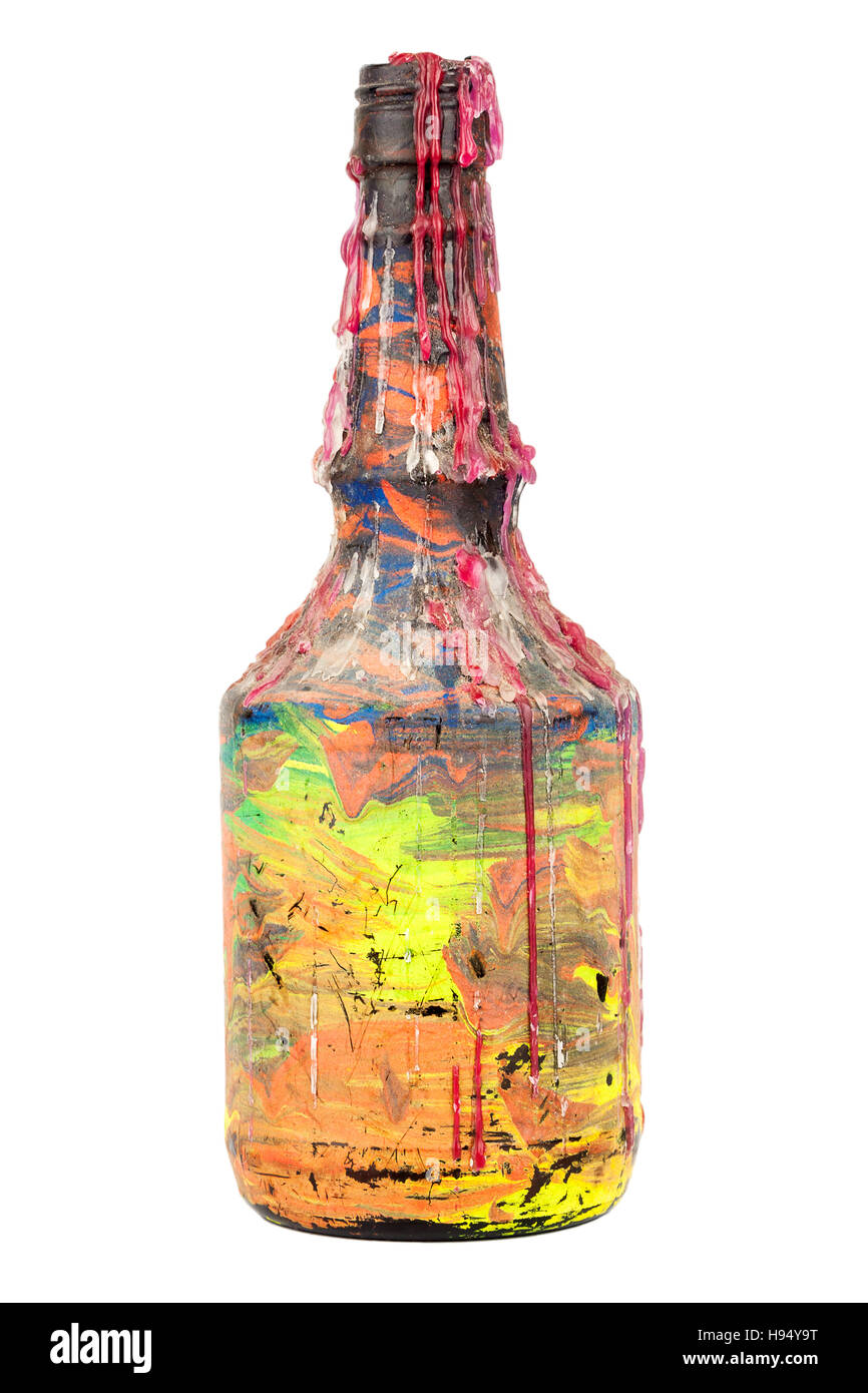 Chandelier fabriqué à partir de bouteille isolated on white Banque D'Images