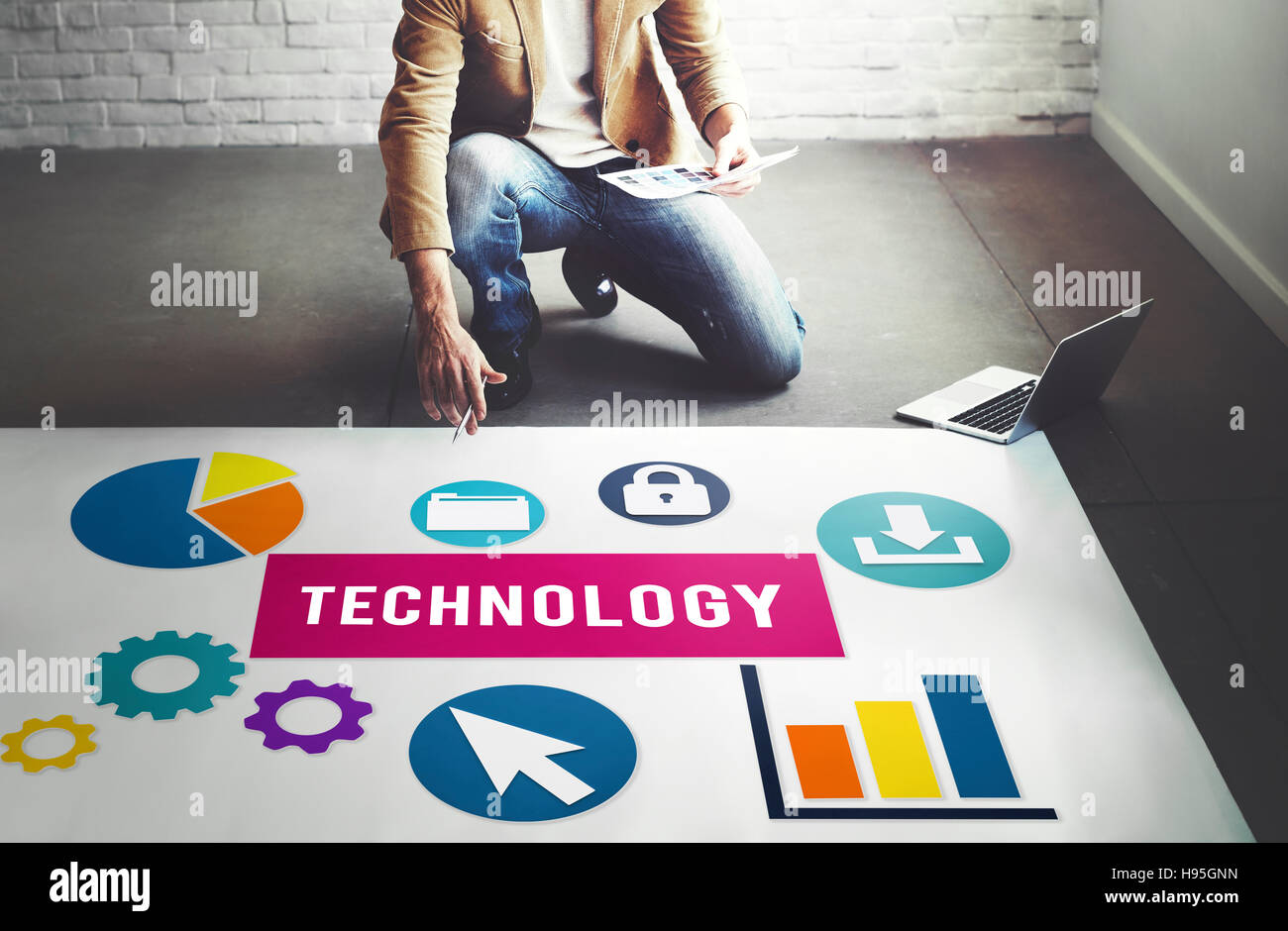 La technologie de l'entreprise Concept graphique avancée Banque D'Images