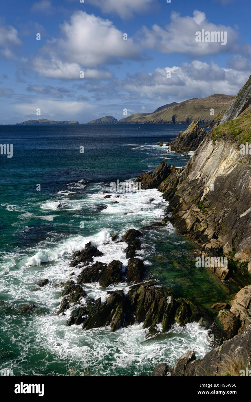 Îles Blasket slea head côte littoral atlantique sauvage péninsule de Dingle, comté de Kerry Irlande Irlande RM façon sauvage de l'Atlantique Banque D'Images