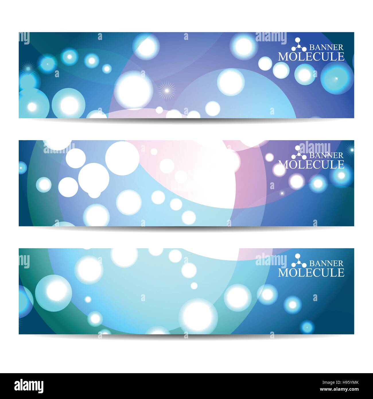 Bannières géométriques abstraites molécule et la communication. La conception de la science et de la technologie, la structure de l'ADN, chimie, médecine, site web d'affaires et de Illustration de Vecteur