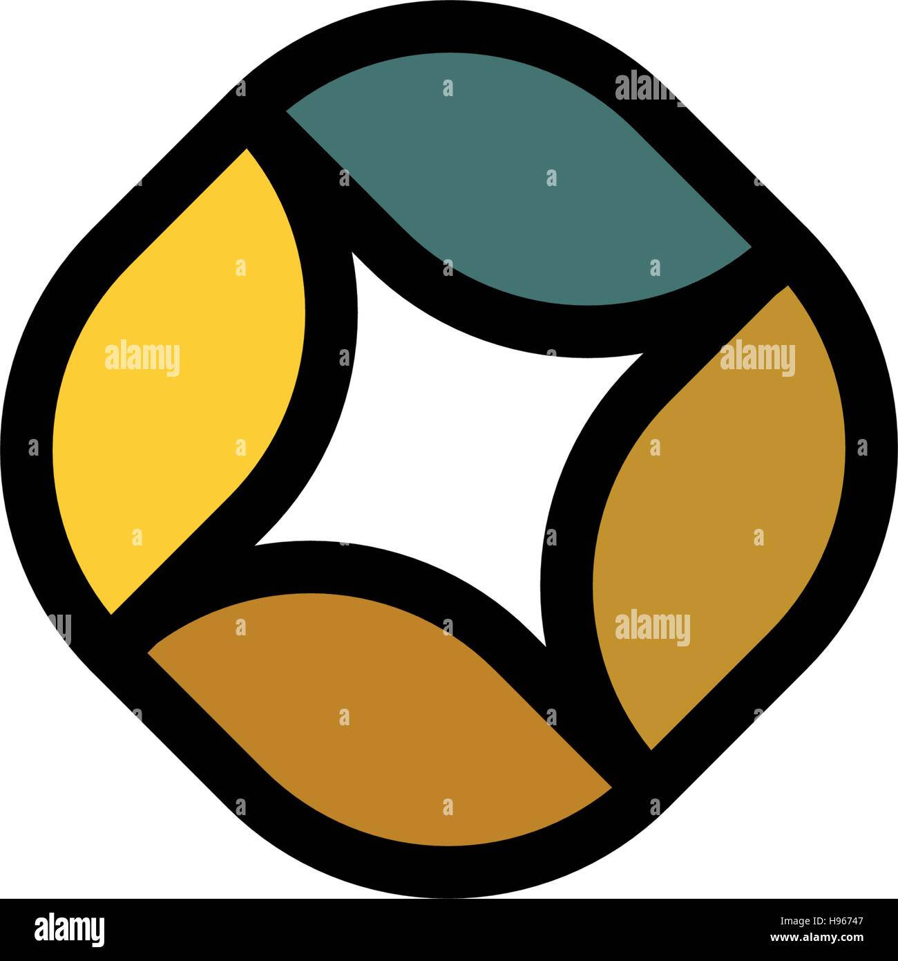 Islated résumé bleu et jaune logo. Logotype de forme losange. L'icône du châssis. Signe de l'objectif photo. Élément décoratif. Symbole du Web. Vector illustration. Illustration de Vecteur