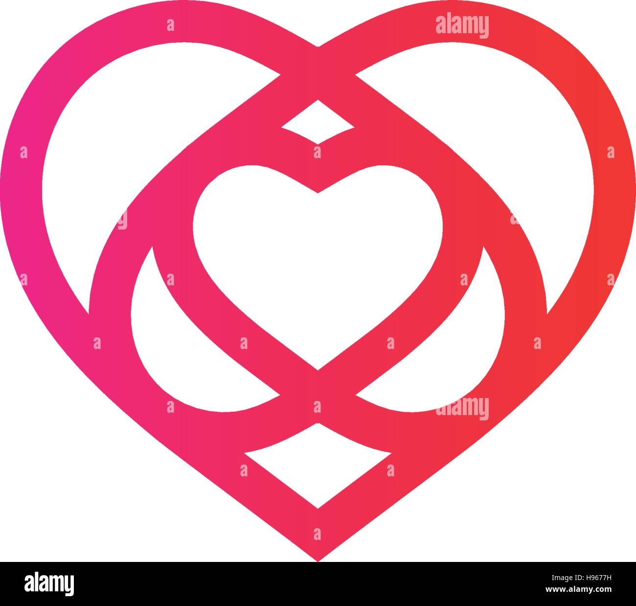 Crimson isolés monolines abstrait logo coeur. L'amour de logotypes. L'icône de saint Valentines Day. Symbole de mariage. Amour signe. L'emblème de la cardiologie. Vector illustration. Illustration de Vecteur