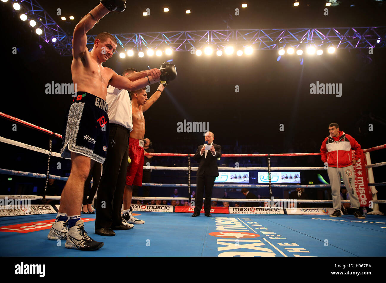 Johnny Garton après avoir gagné contre l'Geiboord Omier à la Wembley Arena, Londres. L'ESS Banque D'Images