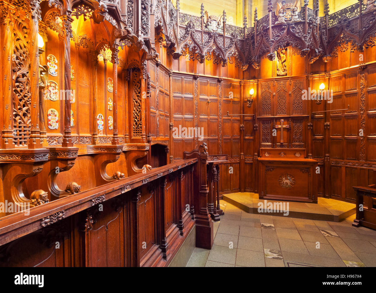 Royaume-uni, Ecosse, Lothian, Édimbourg, vue de l'intérieur de la chapelle chardon dans la cathédrale St Giles'. Banque D'Images