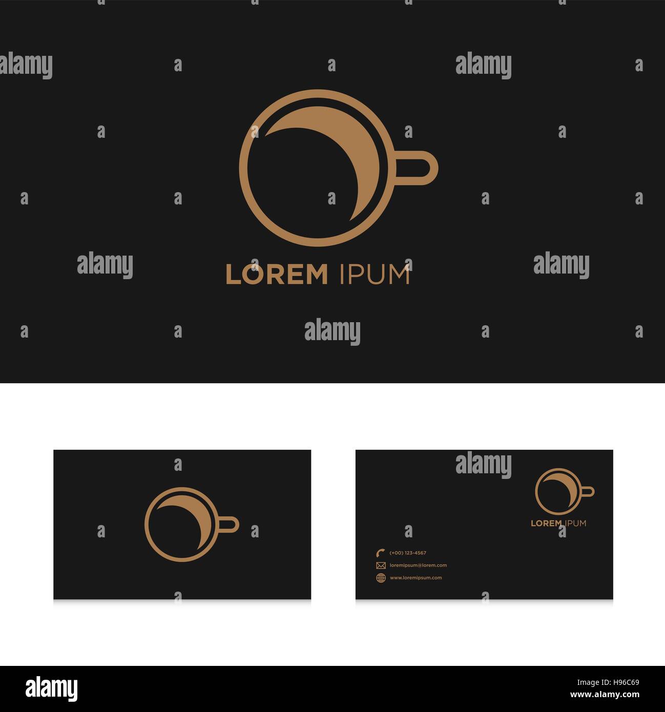 Éléments de conception de logo, de carte de visite avec brown Coffee cup, résumé symbole moderne, vector illustration Illustration de Vecteur