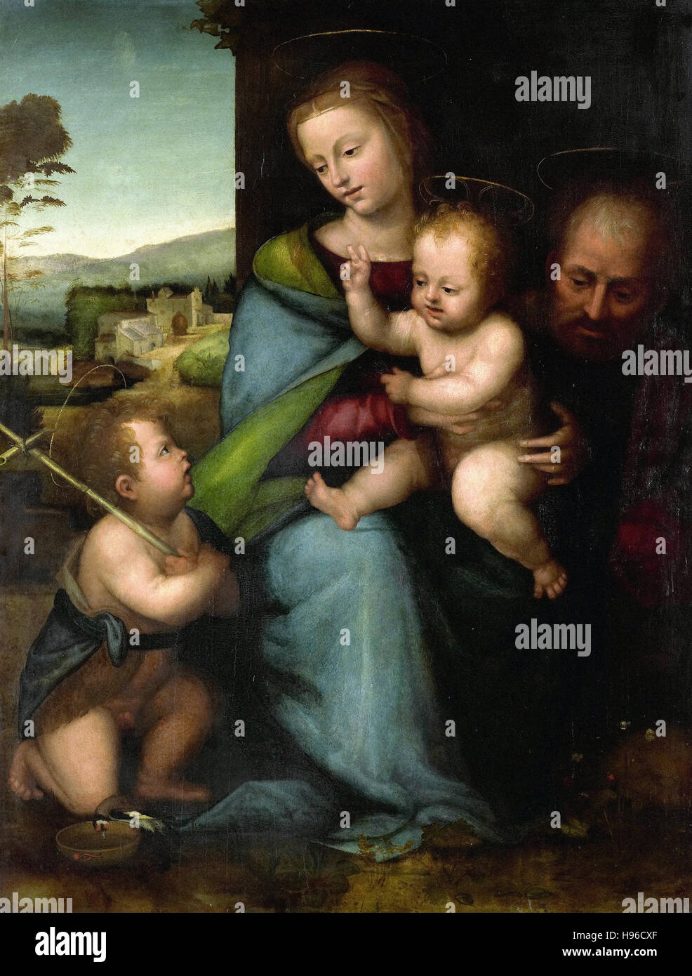 The holy family with the infant saint john the baptist Banque de