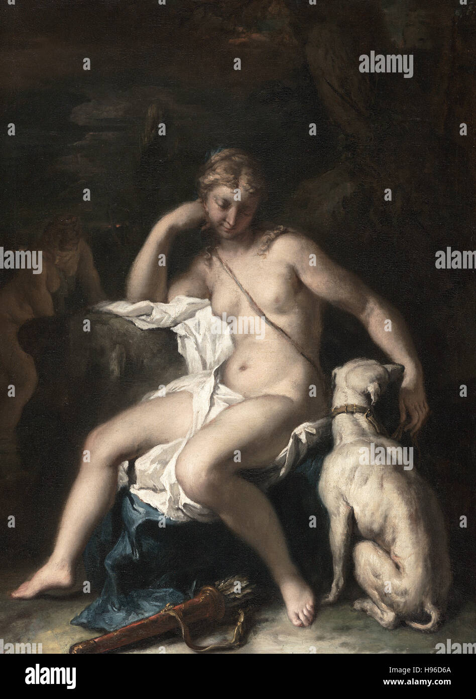 SEBASTIANO RICCI- Diana et son chien Banque D'Images