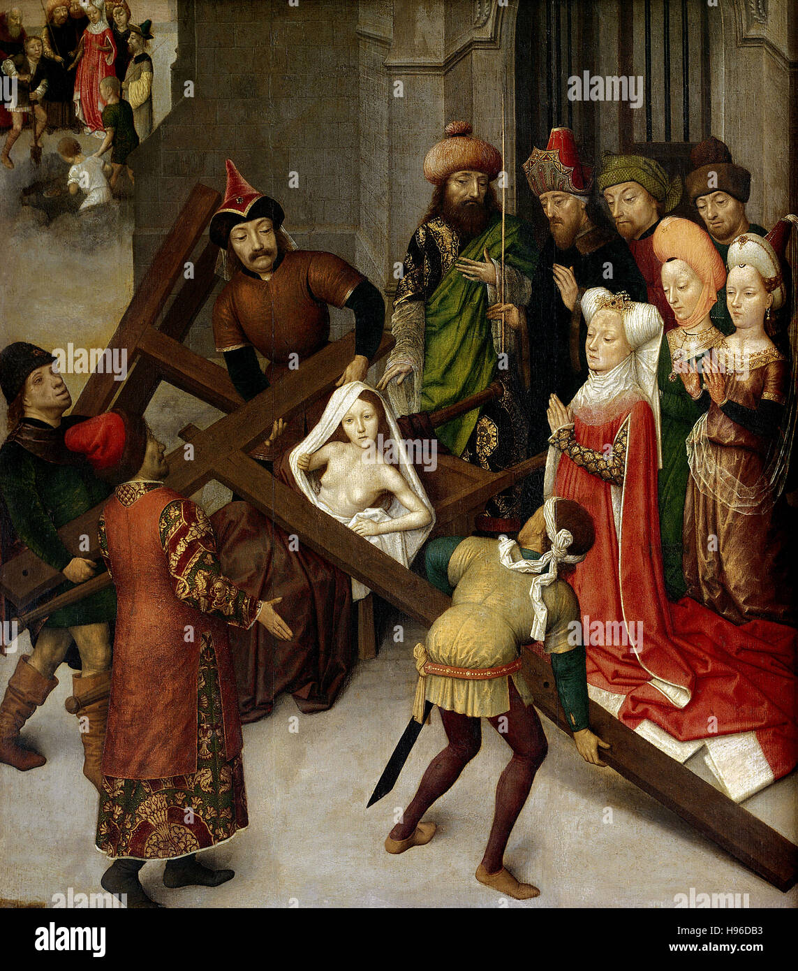 Simon Marmion - école flamande Sainte-hélène et le Miracle de la Vraie Croix - 1470 Banque D'Images