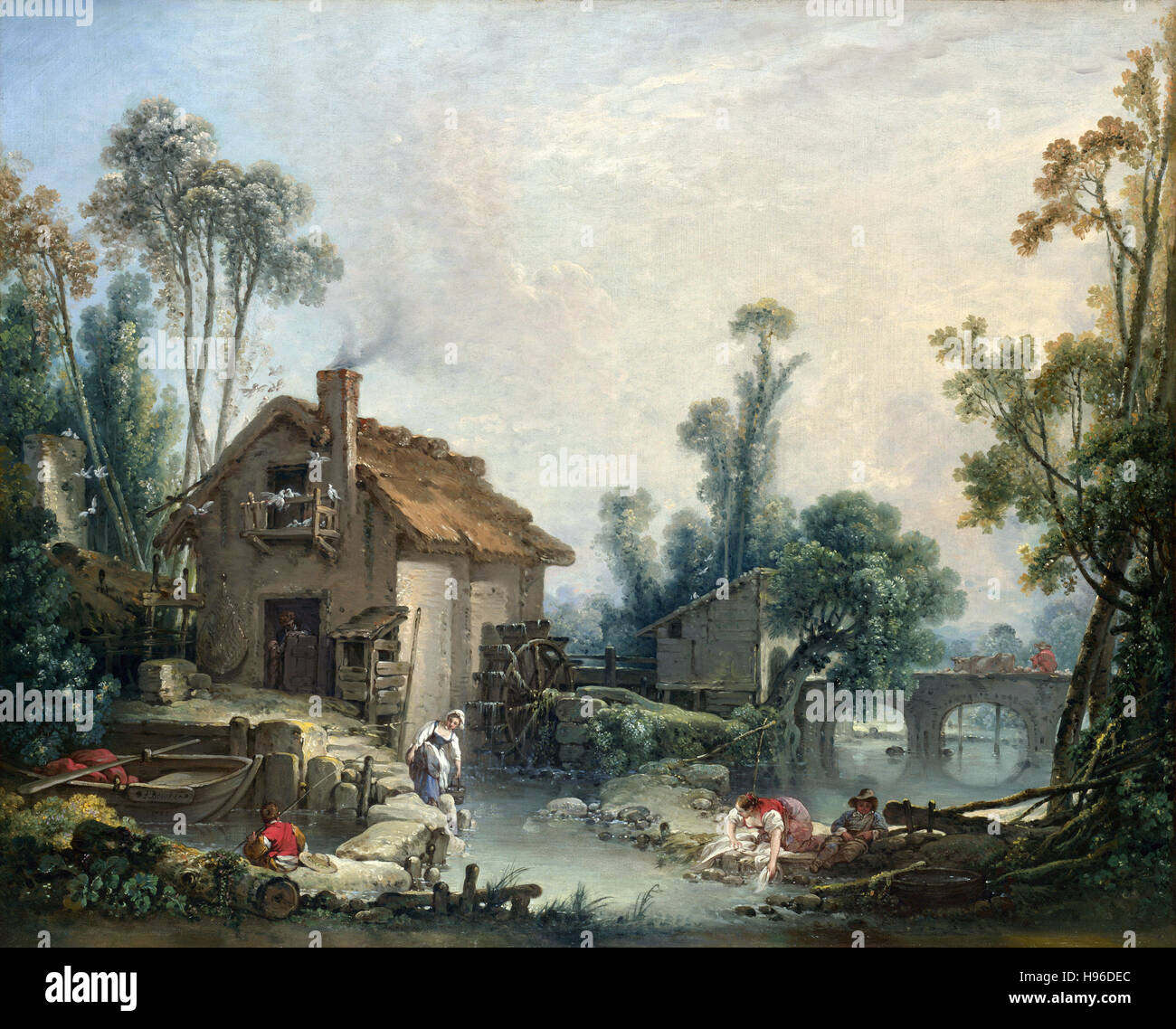 François Boucher - Paysage au moulin - 1755 Banque D'Images