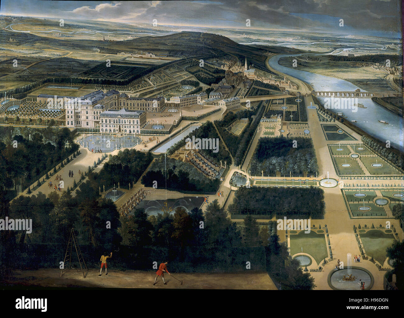 Etienne Allegrain - Vue générale, le château et les Jardins de Saint Cloud - 1674 Banque D'Images