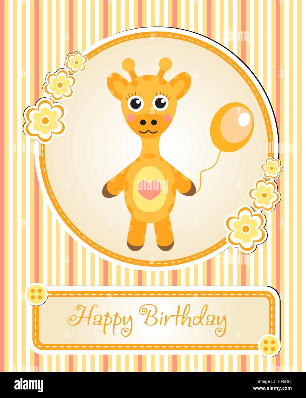 Carte De Vœux Carrée "joyeux Anniversaire" Girafe Aquarelle