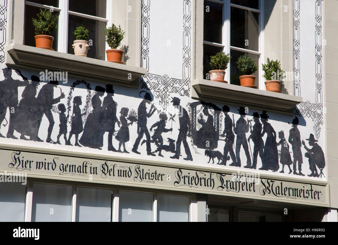 Façade décorative d'un atelier de peinture, peinture de façade, centre historique, Berne, Suisse Banque D'Images