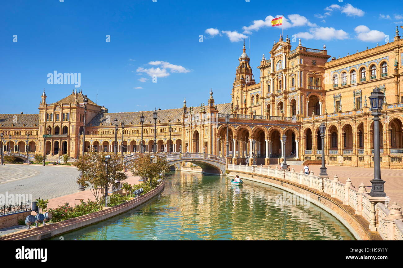 Plaza de Espana - Séville, Andalousie, Espagne Banque D'Images