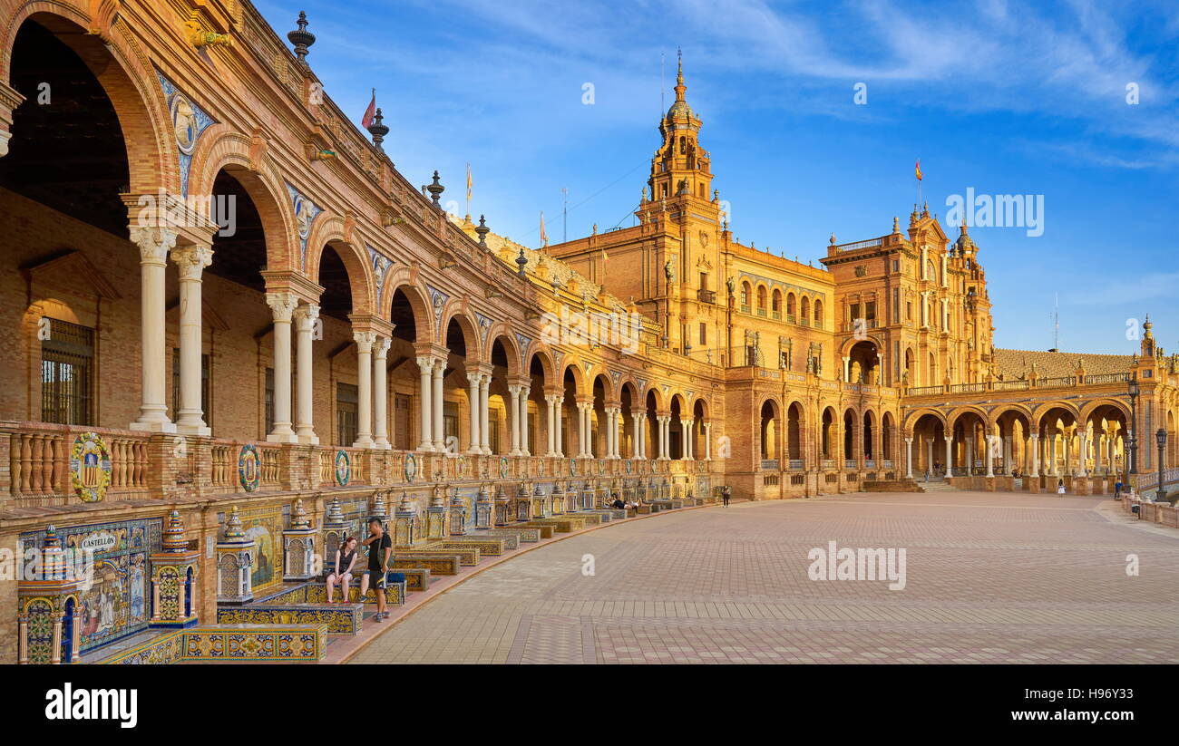 Plaza de Espana - Séville, Andalousie, Espagne Banque D'Images