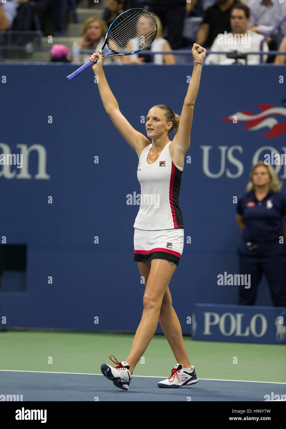 KAROLINA PLISKOVA (CZE) célébrer à l'US Open 2016 championnats dans Flushing Meadows, New York, USA Banque D'Images