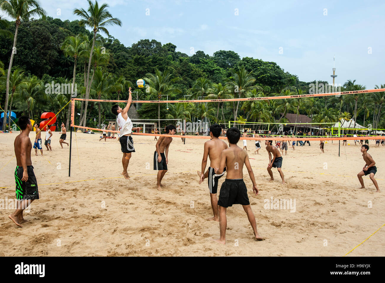 Volley-ball de plage de Siloso Singapour Banque D'Images