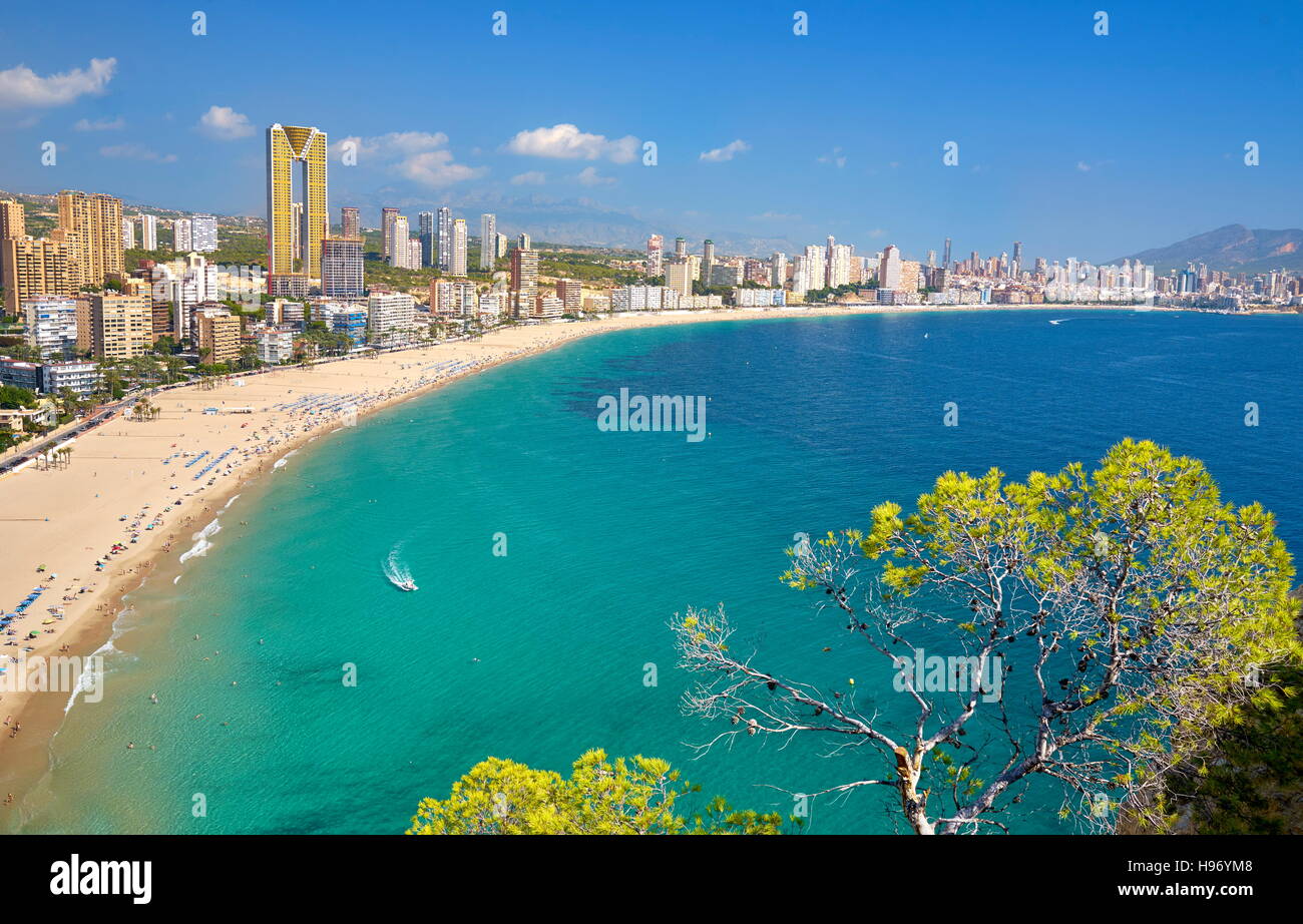 Espagne - vue aérienne Vue paysage ville de Benidorm Banque D'Images