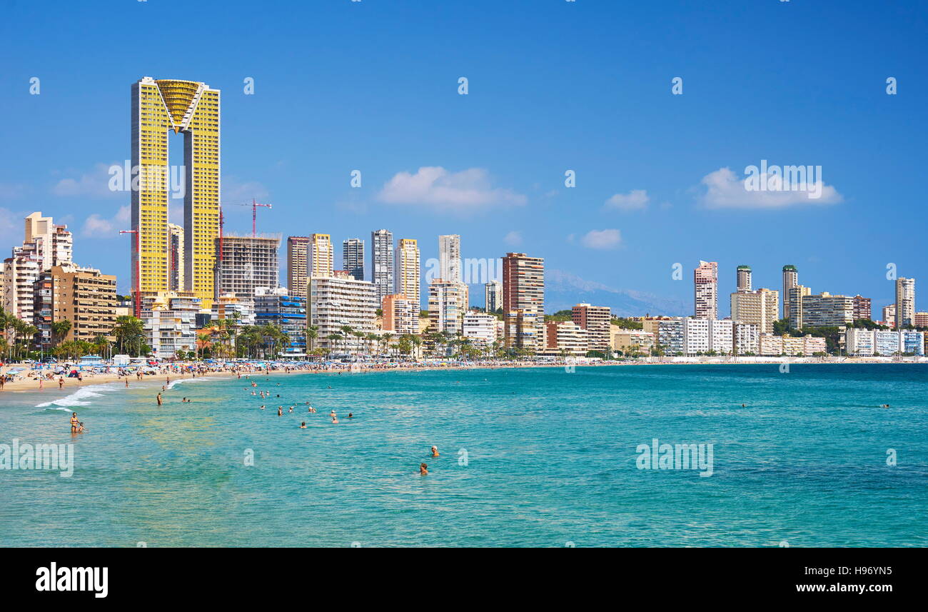 Skyline de Benidorm, Costa Blanca, Espagne Banque D'Images