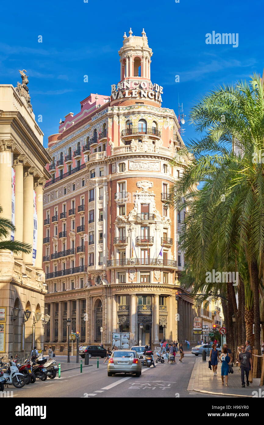 Banque du Valencia, bâtiments historiques, Valencia, Espagne Banque D'Images