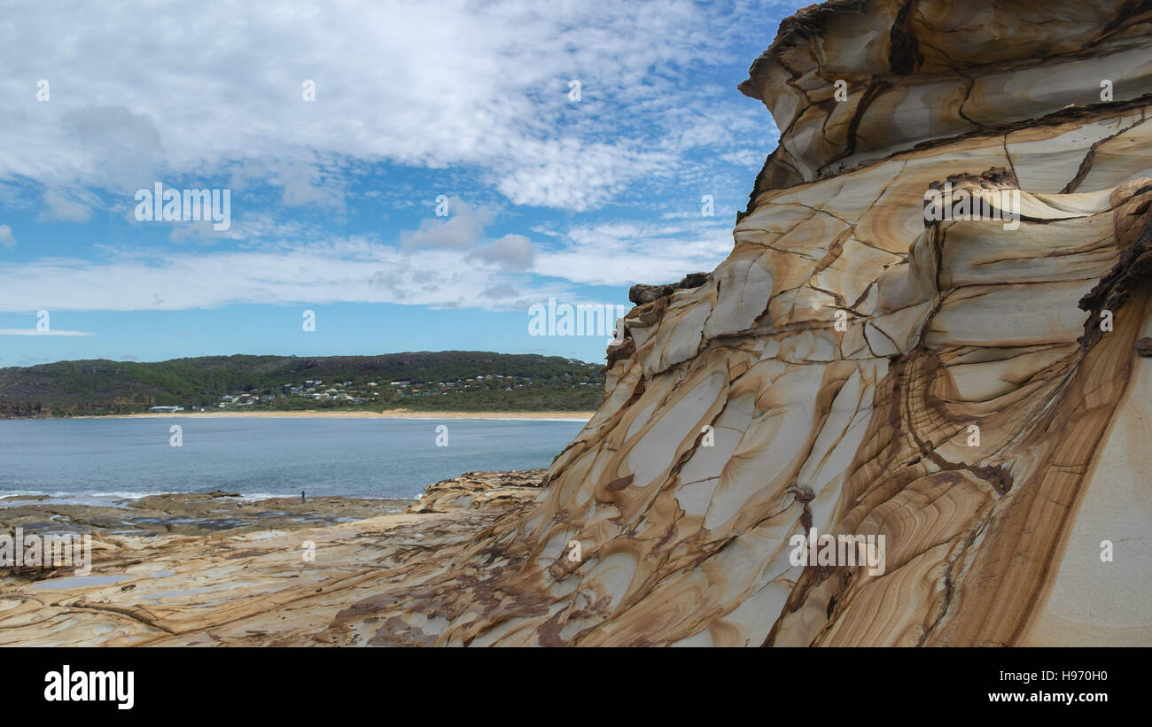 Formation de grès à Maitland, Baie de Bouddi National Park, Nouvelle Galles du Sud - Australie Banque D'Images