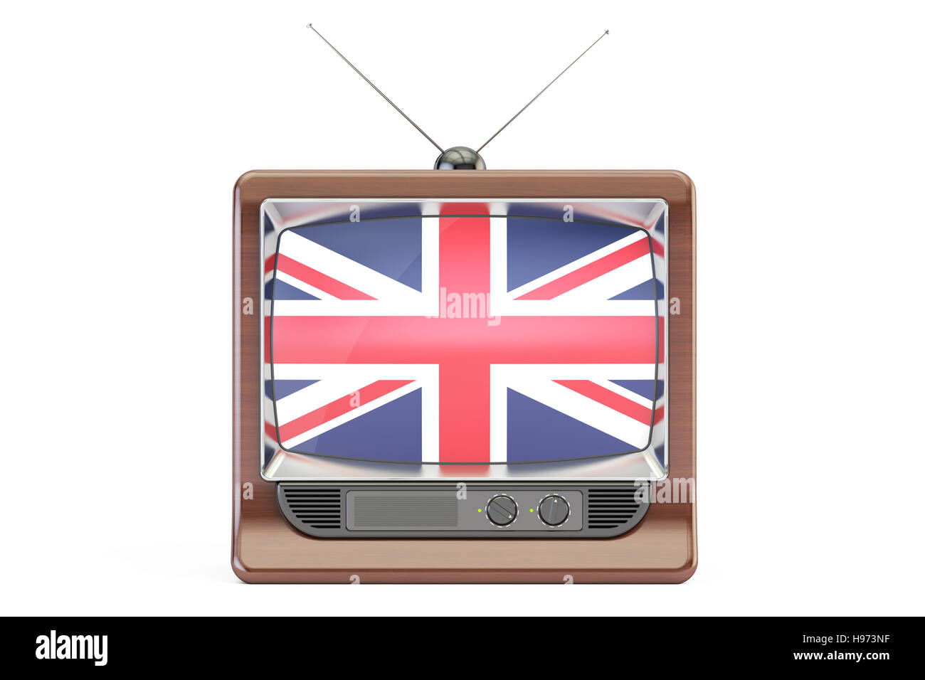 Téléviseur avec le drapeau du Royaume-Uni. Concept de télévision britannique, rendu 3D Banque D'Images Téléviseur avec le drapeau du Royaume-Uni. Concept de télévision britannique, rendu 3D Banque D'Images