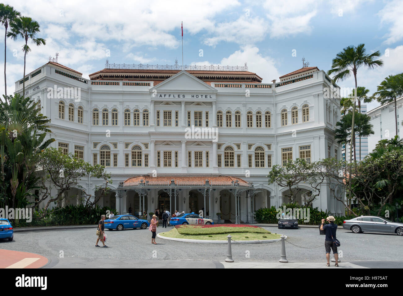 Entrée principale, Raffles Hotel Singapore, Beach Road, Civic District, Central Area, Singapour Banque D'Images
