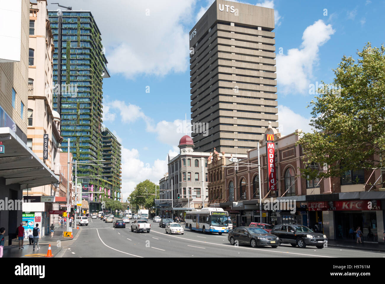 George Street et Broadway, Central Business District, Sydney, New South Wales, Australia Banque D'Images